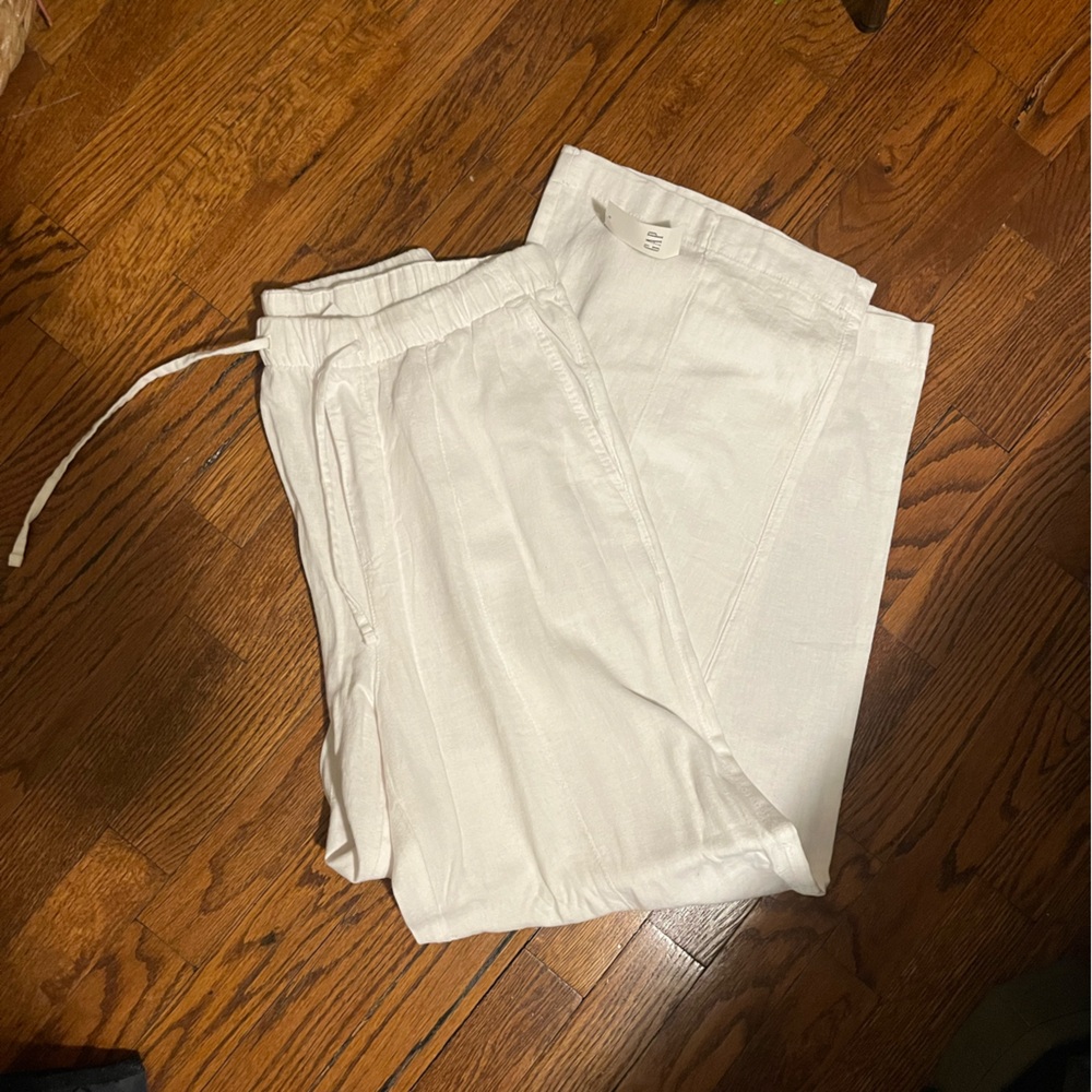 Gap Linen Blend Pull on Wide Leg Pant